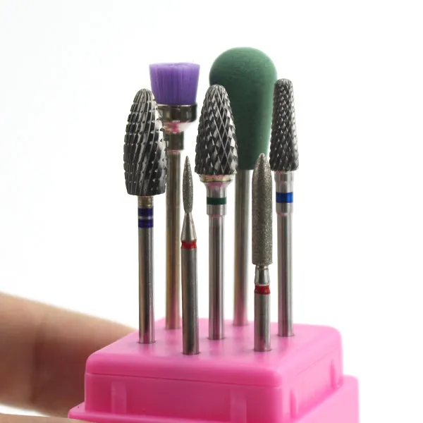 7pcs Ceramic Rainbow Coated Nail Drill Set Rotary Burr Electric Mills Cutter for Manicure Machine Clean Bits Nail Art Accessory DB Global Surplus Anal