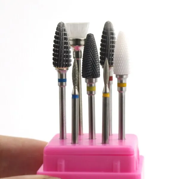 7pcs Ceramic Rainbow Coated Nail Drill Set Rotary Burr Electric Mills Cutter for Manicure Machine Clean Bits Nail Art Accessory DB Global Surplus Anal