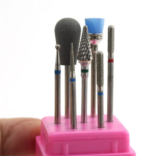 7pcs Ceramic Rainbow Coated Nail Drill Set Rotary Burr Electric Mills Cutter for Manicure Machine Clean Bits Nail Art Accessory DB Global Surplus Anal