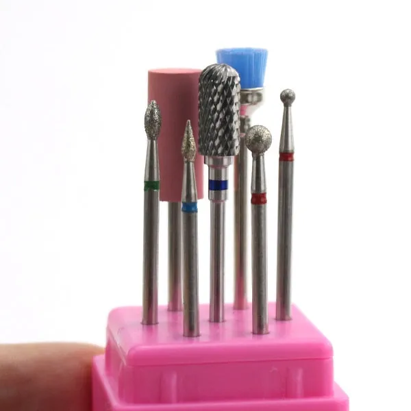 7pcs Ceramic Rainbow Coated Nail Drill Set Rotary Burr Electric Mills Cutter for Manicure Machine Clean Bits Nail Art Accessory DB Global Surplus Anal