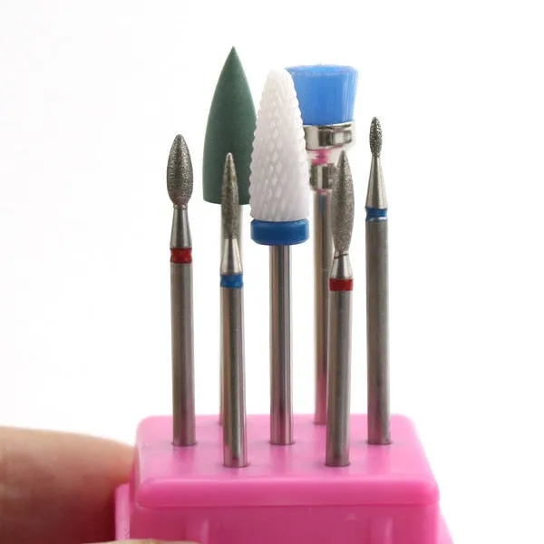 7pcs Ceramic Rainbow Coated Nail Drill Set Rotary Burr Electric Mills Cutter for Manicure Machine Clean Bits Nail Art Accessory DB Global Surplus Anal