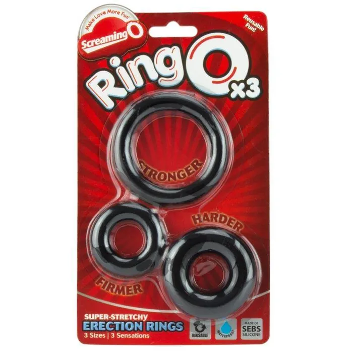 Anal Screaming O Ring O x 3 Black Cockrings Screaming O