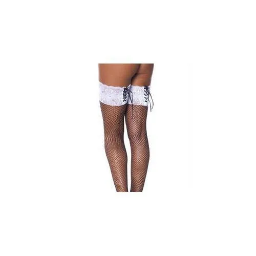 Black Fishnet HoldUp Tights With Floral Lace Tops Rimba Couples