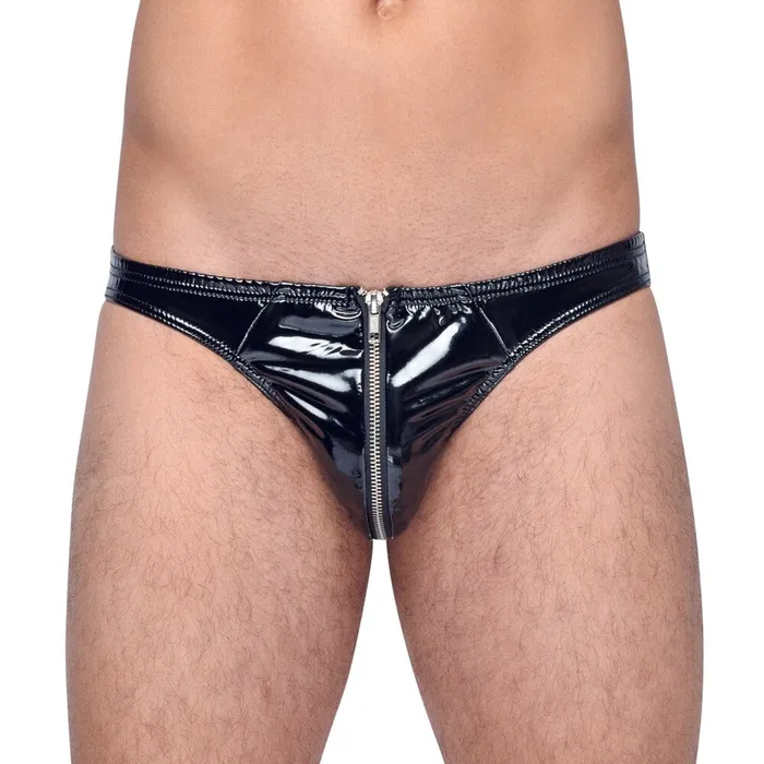 Black Level Black Level Vinyl Briefs With Zip Black Size XXL Anal