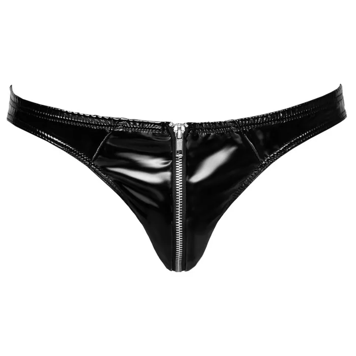 Black Level Black Level Vinyl Briefs With Zip Black Size XXL Anal