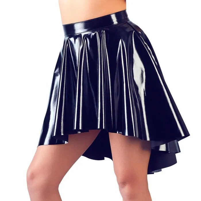 Black Vinyl Asymmetrical Rock Skirt Size Medium Black Level Anal