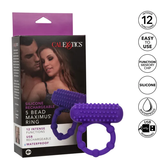 California Exotic 5 Bead Maximus Rechargeable Cock Ring Male Sex Toys