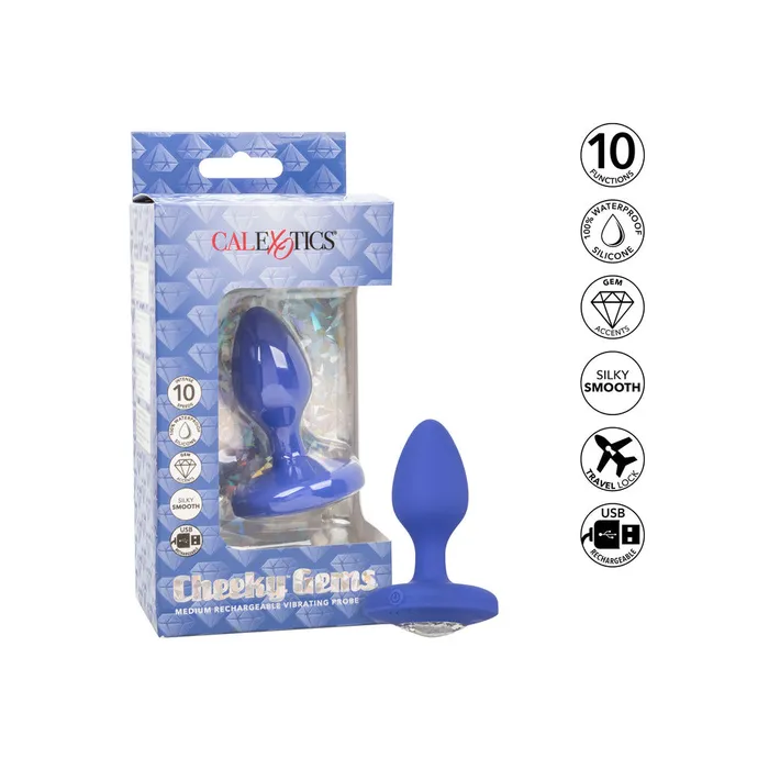 California Exotic Cheeky Gems Medium Rechargeable Vibrating Butt Plug Anal