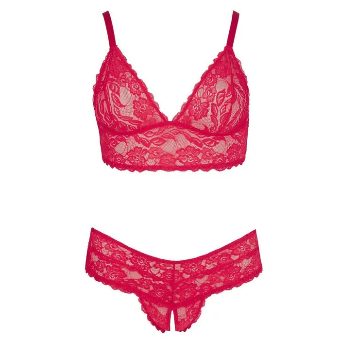 Cottelli Collection Cottelli Plus Size Red Lace Bra And Briefs Size XXXXL Plus Size