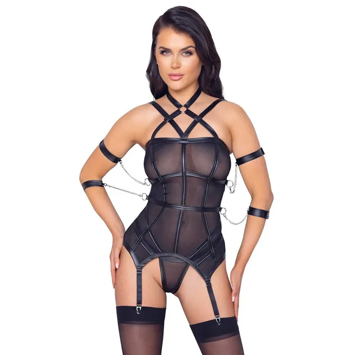 Cottelli Collection Couples Cottelli Bondage Basque And String Size Large