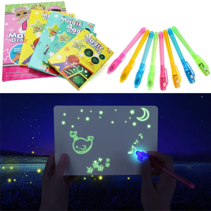 DB Global Surplus 1PC A4 A5 LED Luminous Drawing Board Graffiti Doodle Drawing Tablet Magic Draw With LightFun Fluorescent Pen Educational Toy Male Sex Toys