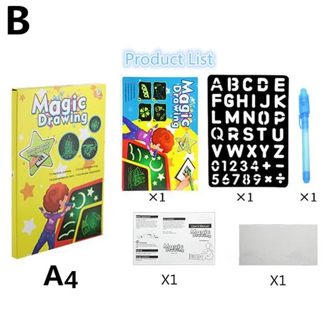 DB Global Surplus 1PC A4 A5 LED Luminous Drawing Board Graffiti Doodle Drawing Tablet Magic Draw With LightFun Fluorescent Pen Educational Toy Male Sex Toys