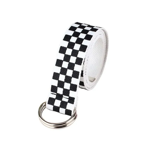 DB Global Surplus Anal Hot Canvas Belts Canvas Waist Belts Checkerboard Casual Checkered 2019 Waistband Black White Plaid Belt For Women Fanny Band