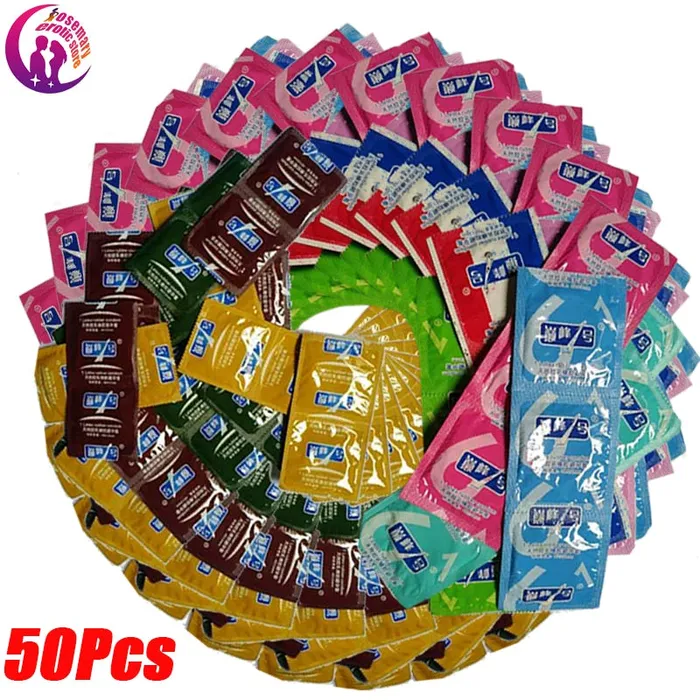 DB Global Surplus Couples 50 Pcs Condoms Adult Large Oil Condom Smooth Lubricated Condoms For Men Penis Contraception Intimate Erotic Sex Toys Products