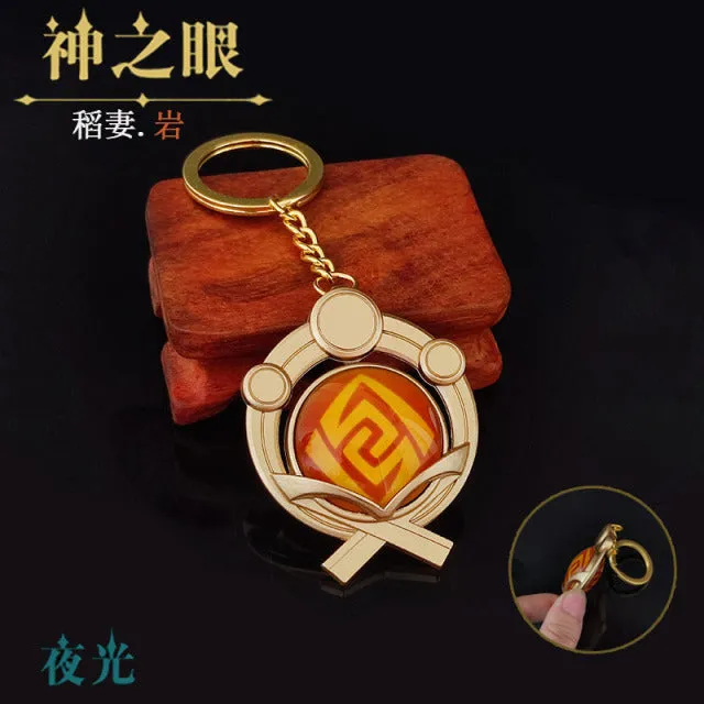 DB Global Surplus Couples Game Genshin Impact Vision Lnazuma Ganyu Keqing Wendi Xiao Keychain Luminous 7 Element Weapons Eye Of Original God Toy KeyRing