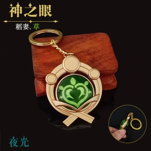 DB Global Surplus Couples Game Genshin Impact Vision Lnazuma Ganyu Keqing Wendi Xiao Keychain Luminous 7 Element Weapons Eye Of Original God Toy KeyRing