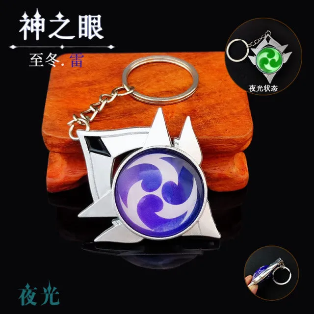 DB Global Surplus Couples Game Genshin Impact Vision Lnazuma Ganyu Keqing Wendi Xiao Keychain Luminous 7 Element Weapons Eye Of Original God Toy KeyRing