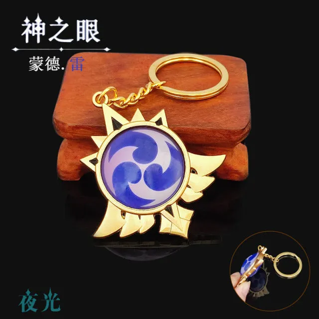 DB Global Surplus Couples Game Genshin Impact Vision Lnazuma Ganyu Keqing Wendi Xiao Keychain Luminous 7 Element Weapons Eye Of Original God Toy KeyRing