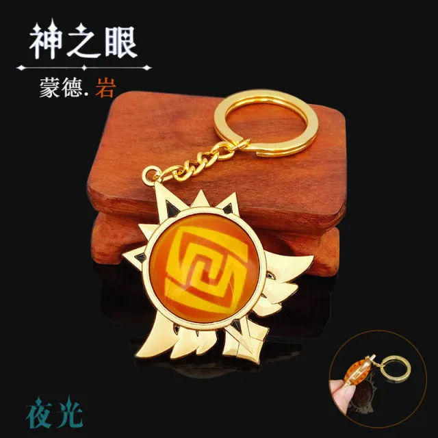 DB Global Surplus Couples Game Genshin Impact Vision Lnazuma Ganyu Keqing Wendi Xiao Keychain Luminous 7 Element Weapons Eye Of Original God Toy KeyRing