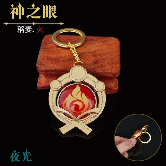 DB Global Surplus Couples Game Genshin Impact Vision Lnazuma Ganyu Keqing Wendi Xiao Keychain Luminous 7 Element Weapons Eye Of Original God Toy KeyRing