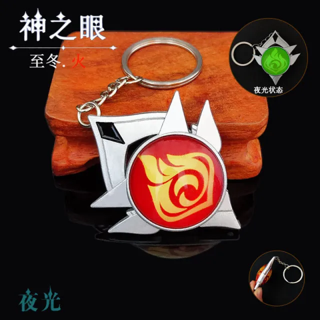 DB Global Surplus Couples Game Genshin Impact Vision Lnazuma Ganyu Keqing Wendi Xiao Keychain Luminous 7 Element Weapons Eye Of Original God Toy KeyRing