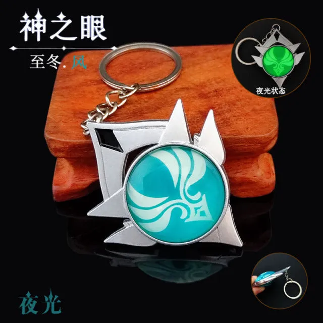 DB Global Surplus Couples Game Genshin Impact Vision Lnazuma Ganyu Keqing Wendi Xiao Keychain Luminous 7 Element Weapons Eye Of Original God Toy KeyRing