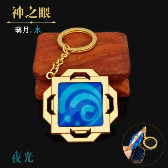 DB Global Surplus Couples Game Genshin Impact Vision Lnazuma Ganyu Keqing Wendi Xiao Keychain Luminous 7 Element Weapons Eye Of Original God Toy KeyRing