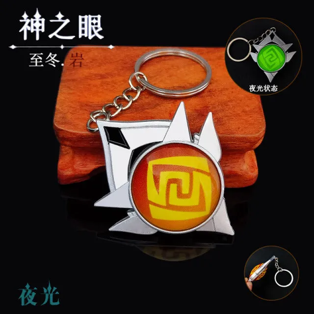 DB Global Surplus Couples Game Genshin Impact Vision Lnazuma Ganyu Keqing Wendi Xiao Keychain Luminous 7 Element Weapons Eye Of Original God Toy KeyRing