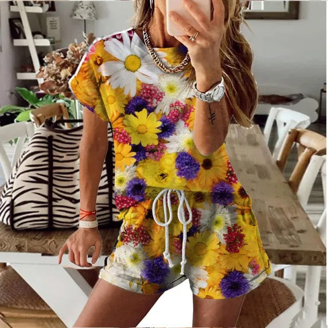 DB Global Surplus Male Sex Toys Women Set Summer Tie Dye Short Sleeve Top Shirt Loose And Biker Shorts Casual Two Piece Set Streetwear Outfits Tracksuits