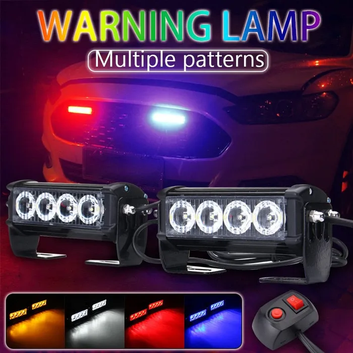 Dildos DB Global Surplus Car Front Emergency Strobe Light Bar 8 LED Dash Flash Warning Lamp Traffic Light Roadway Safety lamp