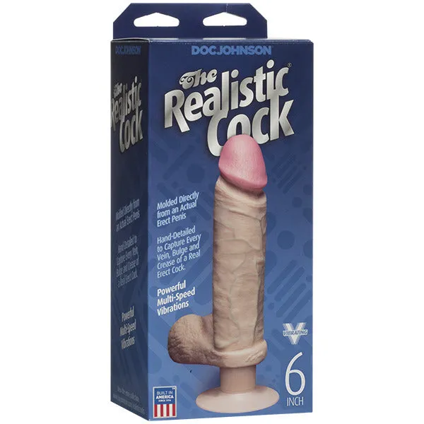 Dildos Doc Johnson The Realistic Cock 6 Inch Vibrating Dildo Flesh Pink