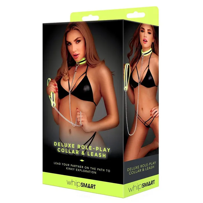 Dildos WhipSmart WhipSmart Glow Deluxe RolePlay Collar and Leash Glow in the Dark Restraints