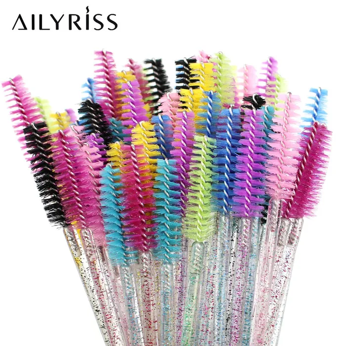 Disposable Eyelash Brush 2550 Pcs Crystal Eye Brush Diamond Handle Mini Mascara Wands Brush Eyelash Extension Makeup Brush Set DB Global Surplus Male Sex Toys