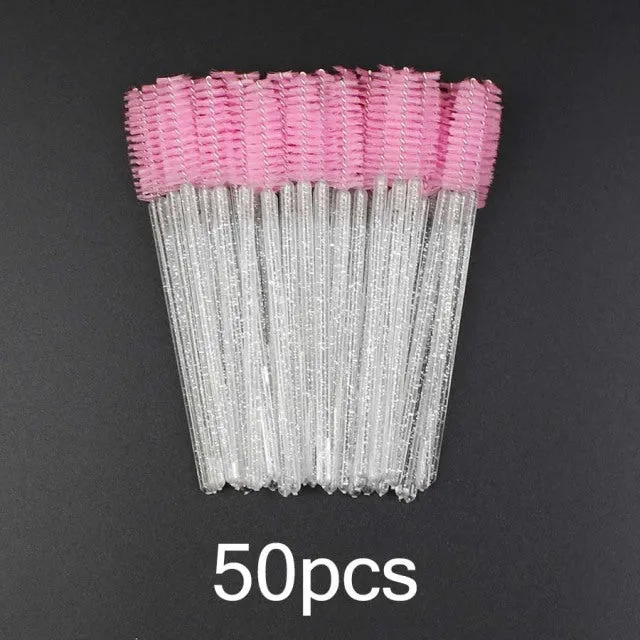 Disposable Eyelash Brush 2550 Pcs Crystal Eye Brush Diamond Handle Mini Mascara Wands Brush Eyelash Extension Makeup Brush Set DB Global Surplus Male Sex Toys