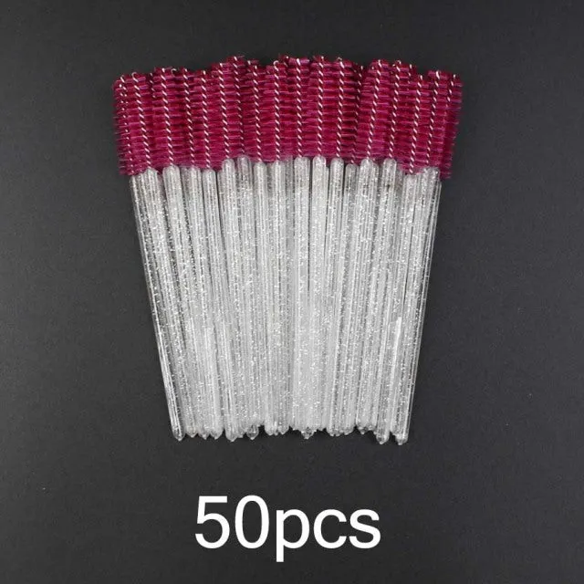 Disposable Eyelash Brush 2550 Pcs Crystal Eye Brush Diamond Handle Mini Mascara Wands Brush Eyelash Extension Makeup Brush Set DB Global Surplus Male Sex Toys