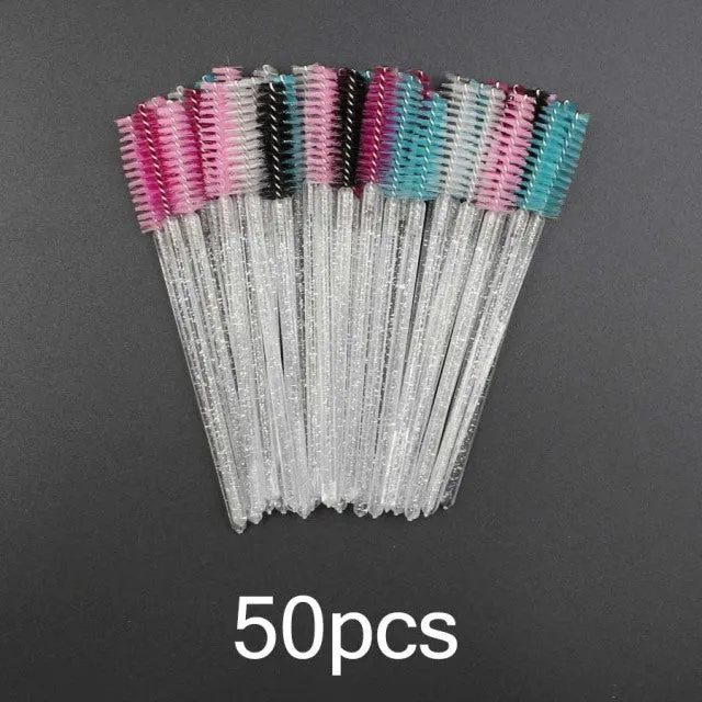 Disposable Eyelash Brush 2550 Pcs Crystal Eye Brush Diamond Handle Mini Mascara Wands Brush Eyelash Extension Makeup Brush Set DB Global Surplus Male Sex Toys