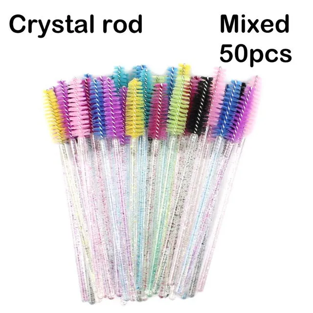 Disposable Eyelash Brush 2550 Pcs Crystal Eye Brush Diamond Handle Mini Mascara Wands Brush Eyelash Extension Makeup Brush Set DB Global Surplus Male Sex Toys