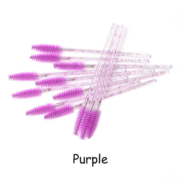 Disposable Eyelash Brush 2550 Pcs Crystal Eye Brush Diamond Handle Mini Mascara Wands Brush Eyelash Extension Makeup Brush Set DB Global Surplus Male Sex Toys