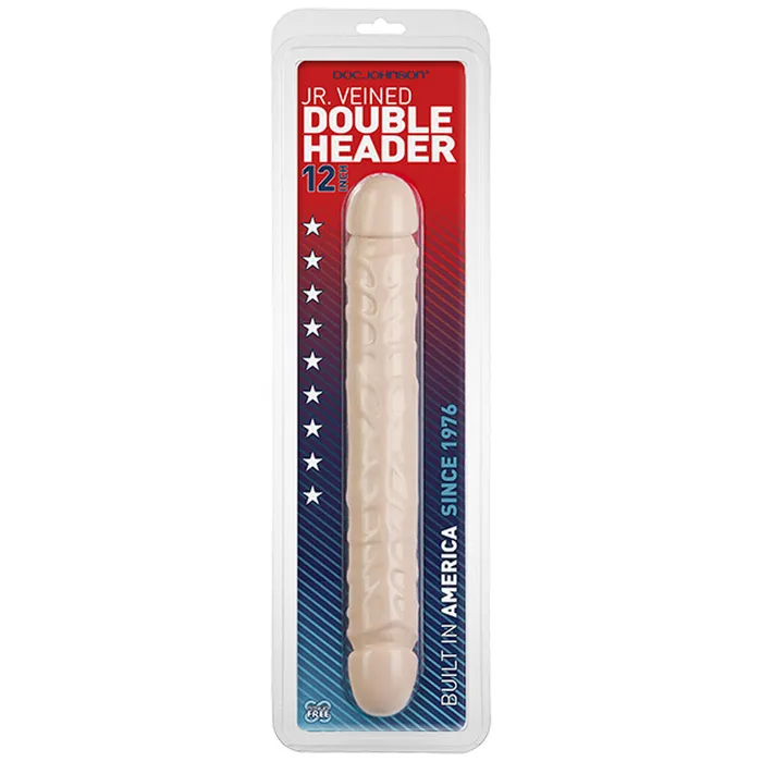 Doc Johnson Dildos Jr Veined Double Header 12 Inch Dong Flesh Pink