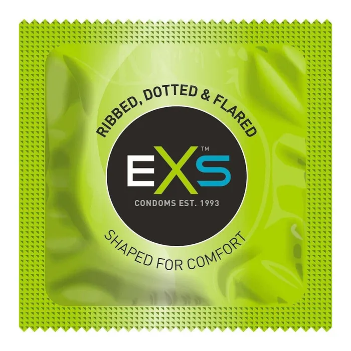 Exs Condoms Male Sex Toys EXS Comfy Fit Ribbed and Dotted Condoms 12 Pack