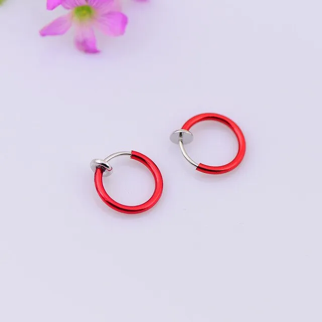 Female Sex Toys Hot 1 Pair 13mm Women Personality Punk Fake Piercing Earrings Body Piercing Nose Lip Ear Rings Hoop DB Global Surplus