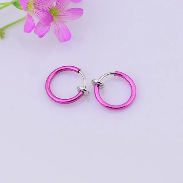 Female Sex Toys Hot 1 Pair 13mm Women Personality Punk Fake Piercing Earrings Body Piercing Nose Lip Ear Rings Hoop DB Global Surplus