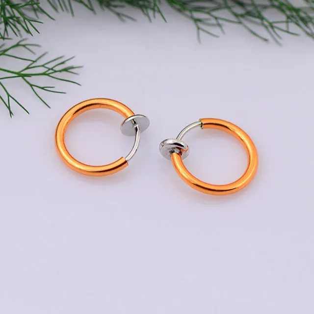 Female Sex Toys Hot 1 Pair 13mm Women Personality Punk Fake Piercing Earrings Body Piercing Nose Lip Ear Rings Hoop DB Global Surplus