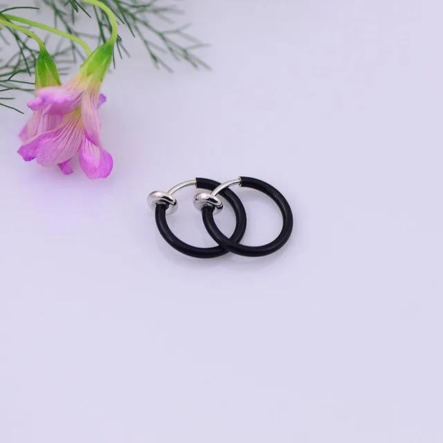 Female Sex Toys Hot 1 Pair 13mm Women Personality Punk Fake Piercing Earrings Body Piercing Nose Lip Ear Rings Hoop DB Global Surplus