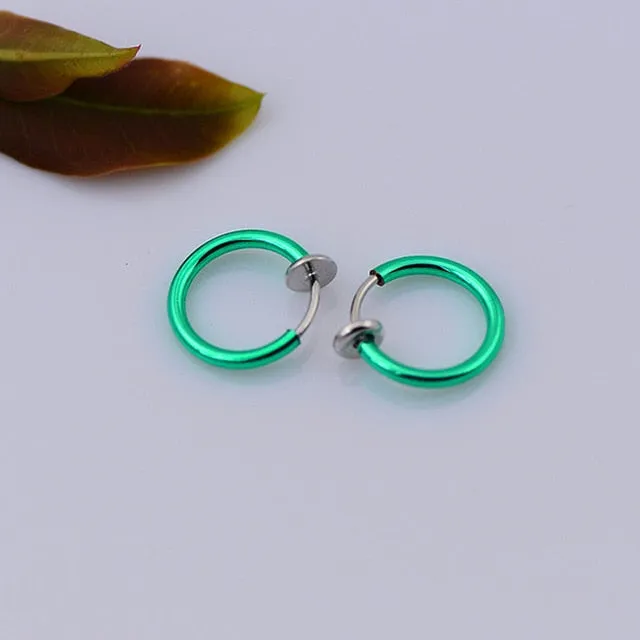 Female Sex Toys Hot 1 Pair 13mm Women Personality Punk Fake Piercing Earrings Body Piercing Nose Lip Ear Rings Hoop DB Global Surplus