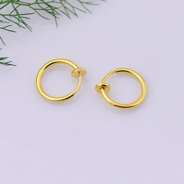 Female Sex Toys Hot 1 Pair 13mm Women Personality Punk Fake Piercing Earrings Body Piercing Nose Lip Ear Rings Hoop DB Global Surplus