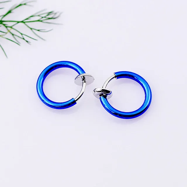 Female Sex Toys Hot 1 Pair 13mm Women Personality Punk Fake Piercing Earrings Body Piercing Nose Lip Ear Rings Hoop DB Global Surplus