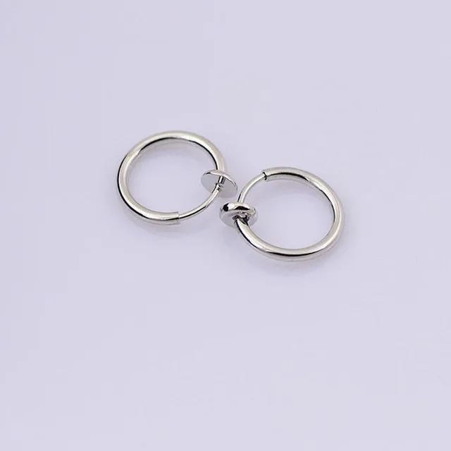 Female Sex Toys Hot 1 Pair 13mm Women Personality Punk Fake Piercing Earrings Body Piercing Nose Lip Ear Rings Hoop DB Global Surplus