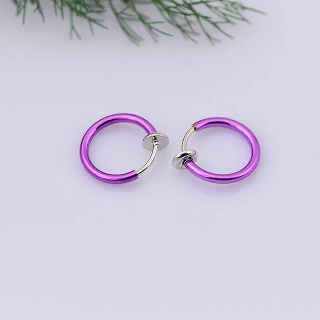 Female Sex Toys Hot 1 Pair 13mm Women Personality Punk Fake Piercing Earrings Body Piercing Nose Lip Ear Rings Hoop DB Global Surplus