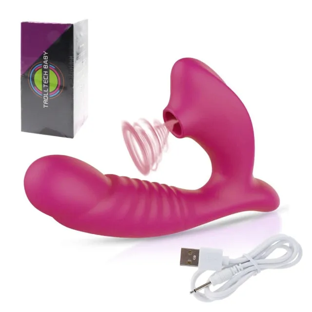 Female Sex Toys My Tiny Hole Clitoral Sucking G Spot Dildo Vibrator with 10 Powerful Modes